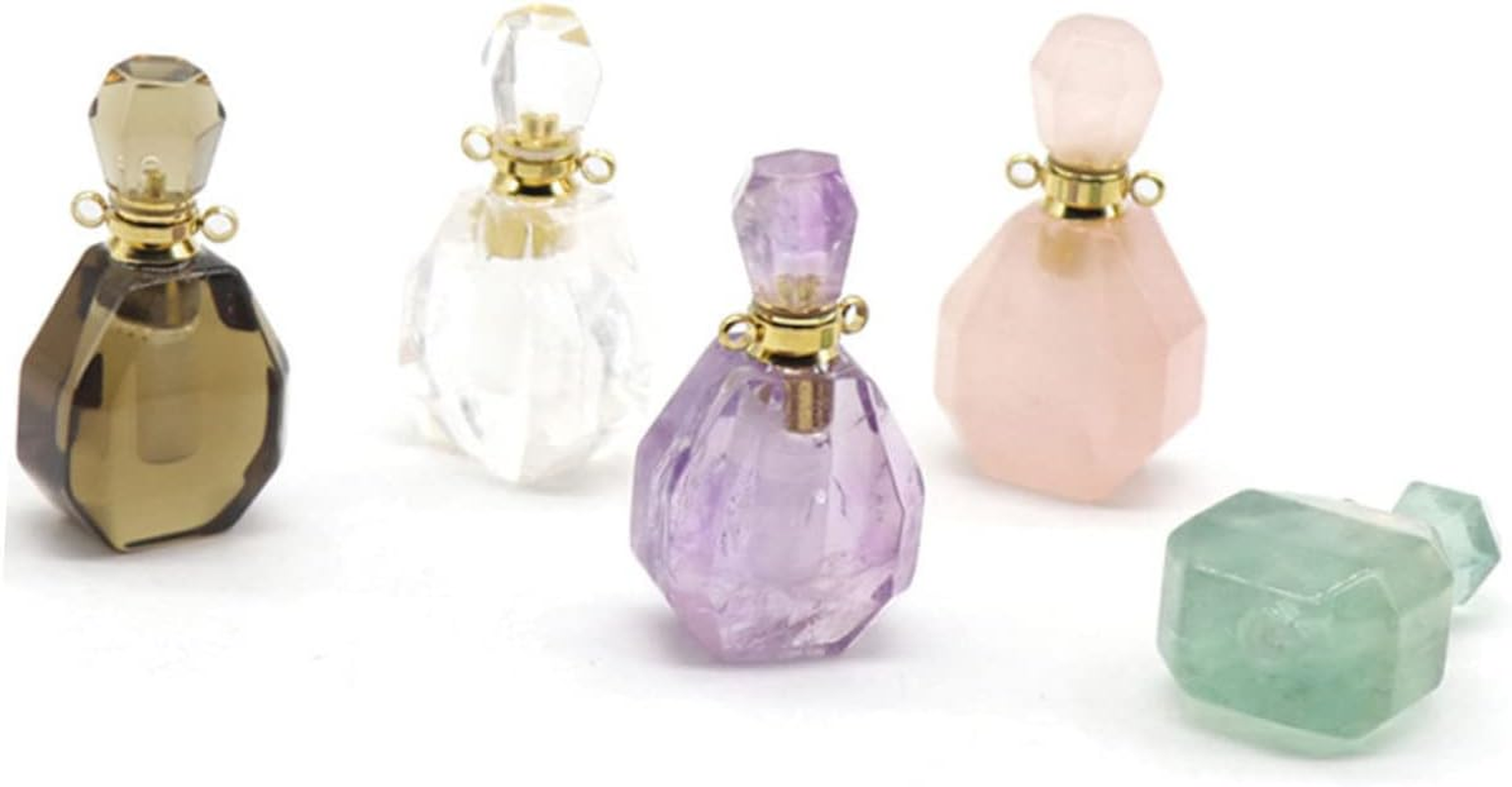 Yardenfun Natural Crystal Fluorite Wishing Bottle Perfume Bottle Pendant Necklace Accessories for Hanging Necklace Pendant Jewelry Decorations image number 3