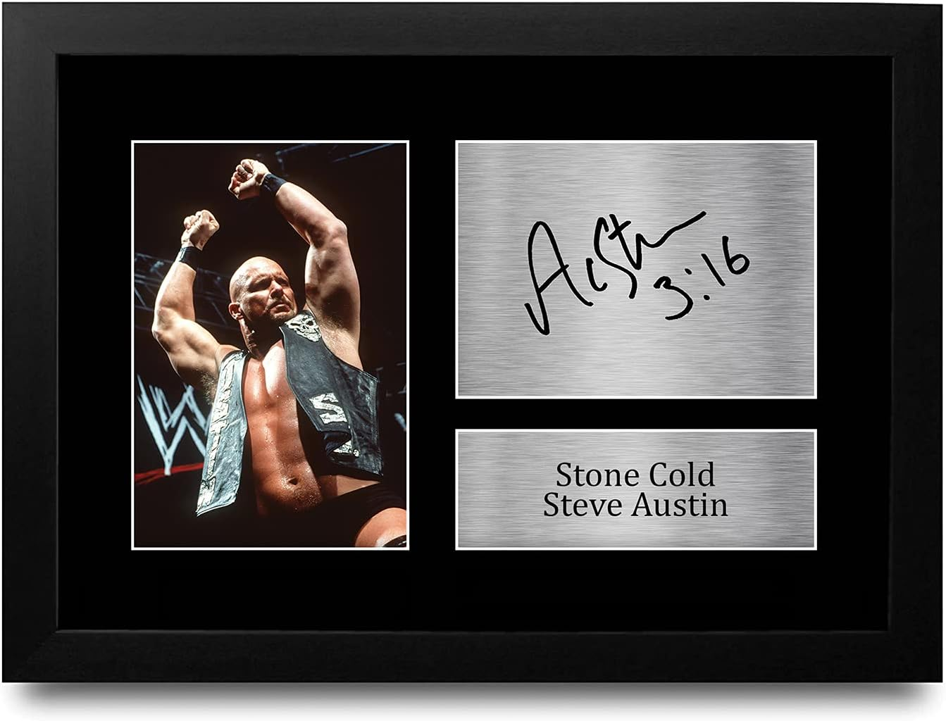 HWC Trading FR Stone Cold Steve Austin Gift Signed FRAMED A4 Printed Autograph WWF WWE Wrestling Gifts Print Photo Picture Display