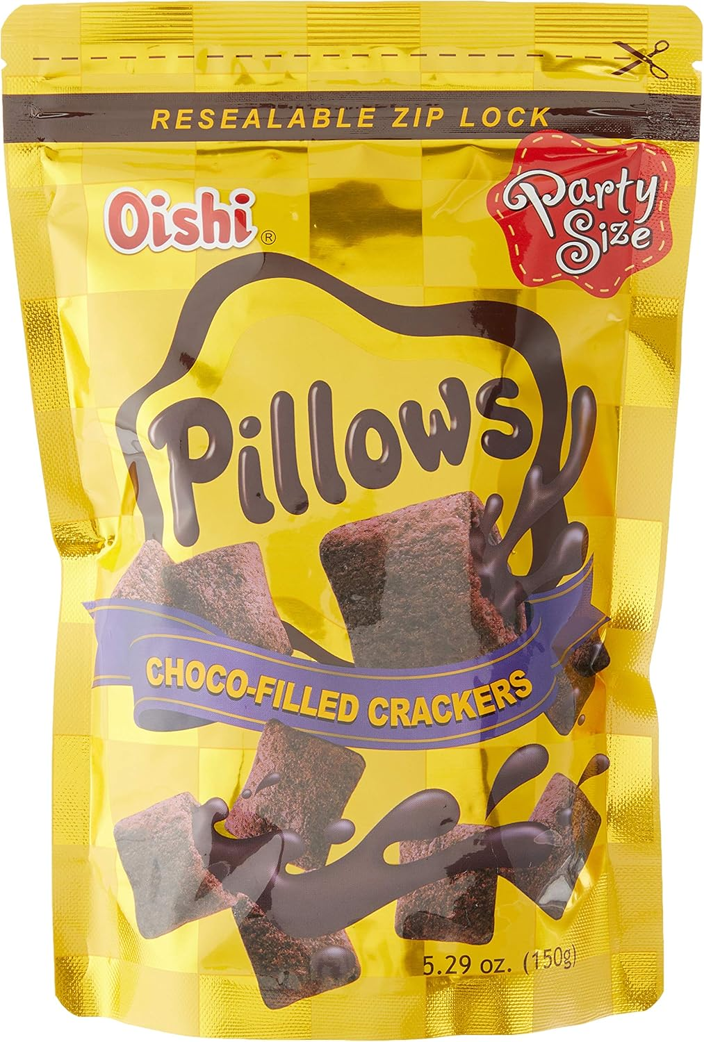 Oishi Pillows Snack Biscuits Chocolate 150G image number 1