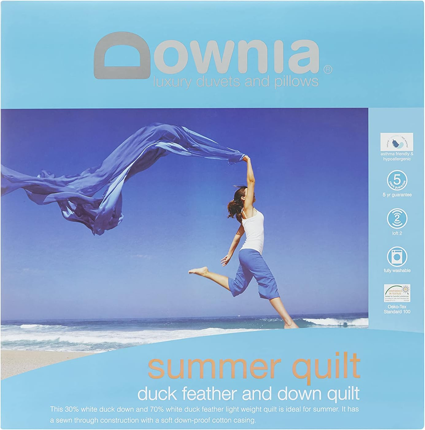 Downia Summer Quilt Duck Feather and down Quilt, White, Single