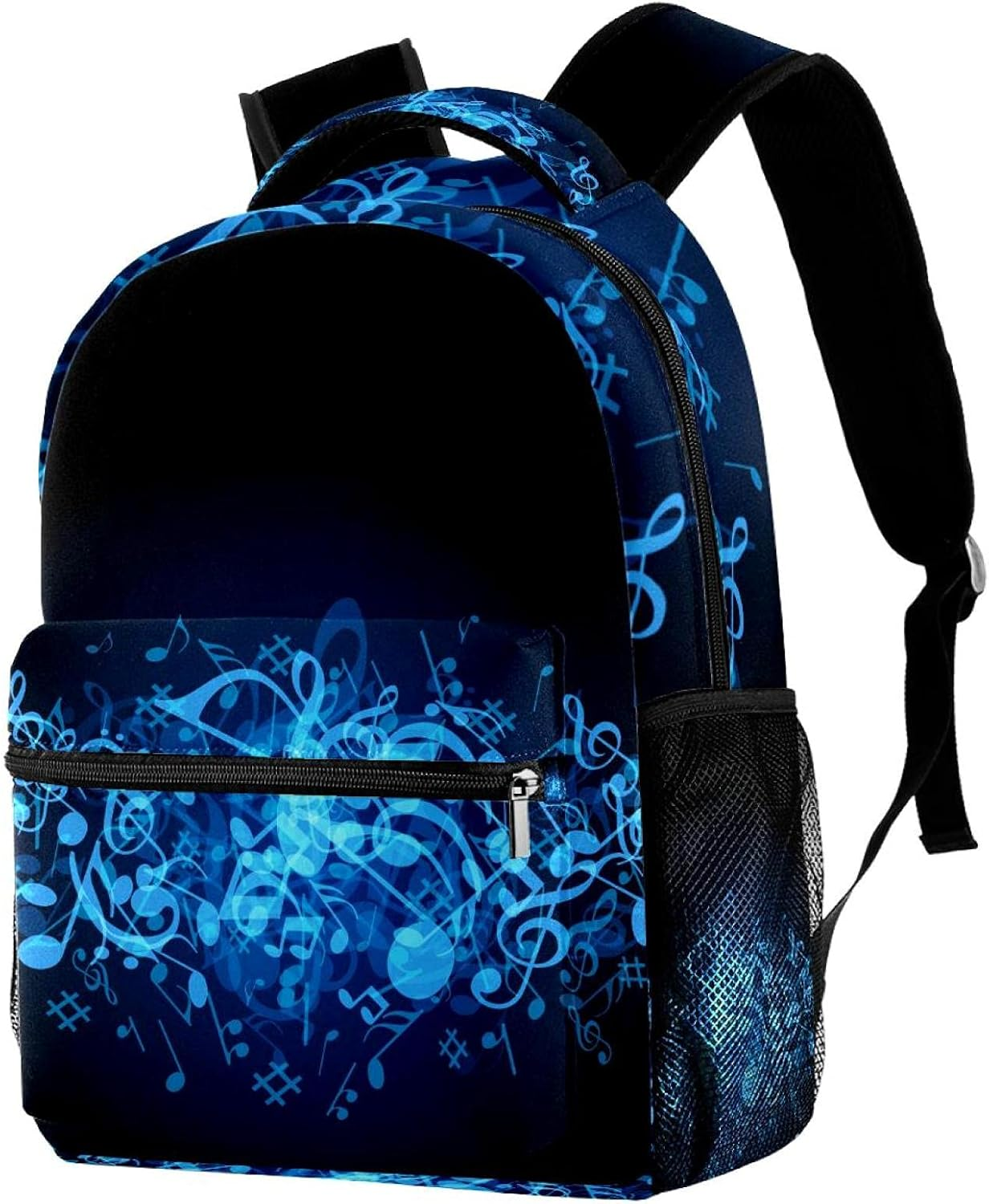 Blue Music Note Backpack Students Shoulder Bags Travel Bag College School Tote Backpacks image number 2