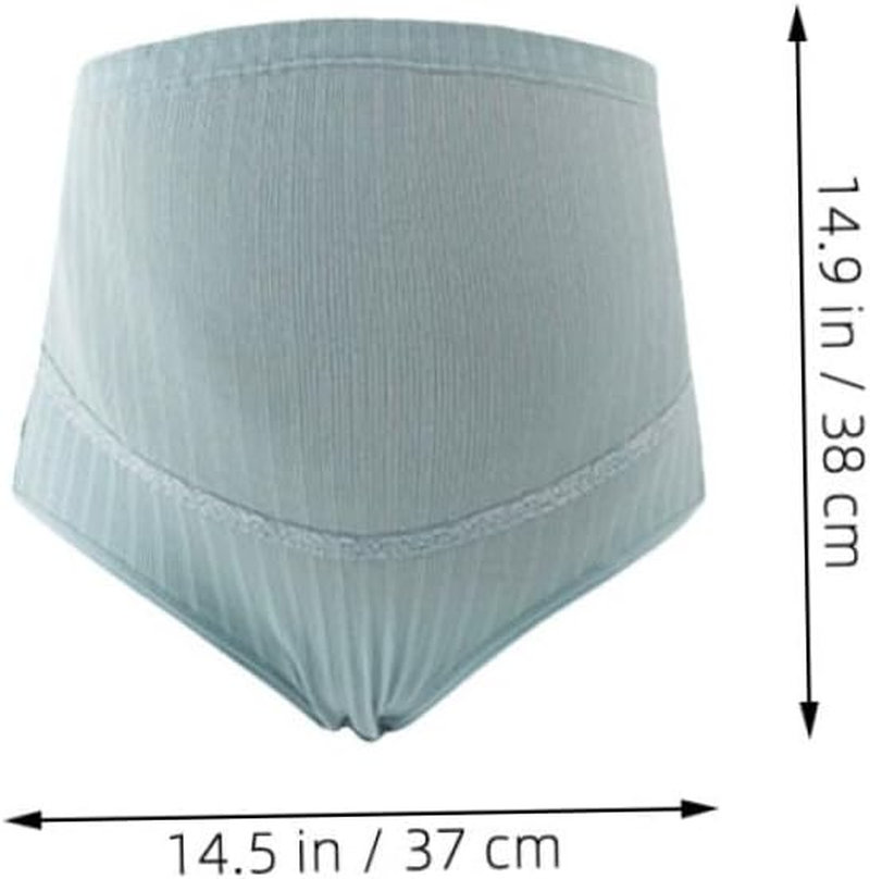 3Pcs Women High Waist Cotton Maternity Panties Adjustable Stomach Lift Nursing Underwear Splice Design Breathable Soft Fabric for Pregnant Women Pale Skin Blackish Green image number 6
