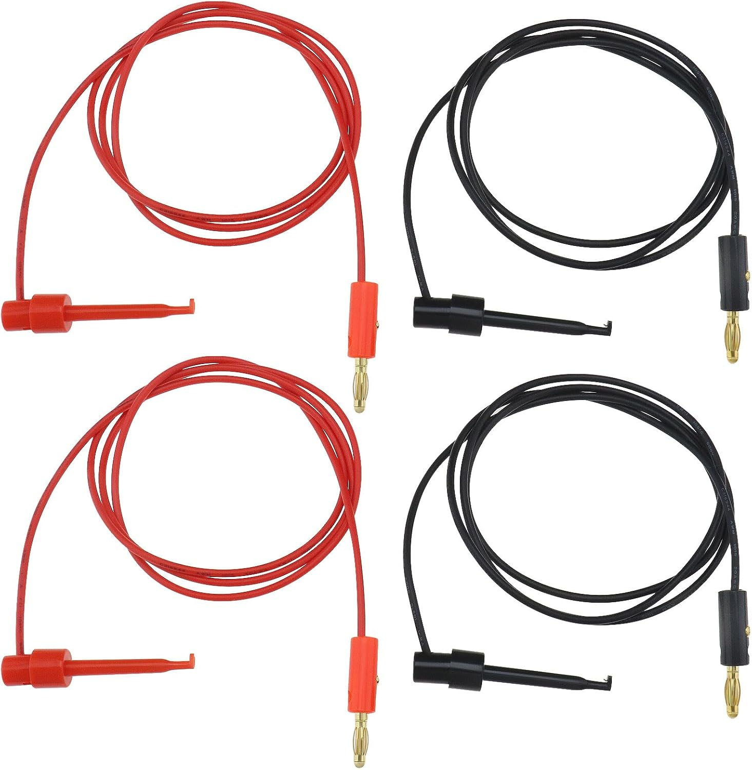 4Pcs 4Mm Banana Plug Micro Gripper Test Hook Clamp Gold Plated Connection Wire for Multimeter Electrical Testing Laboratory Application Red and Black image number 5