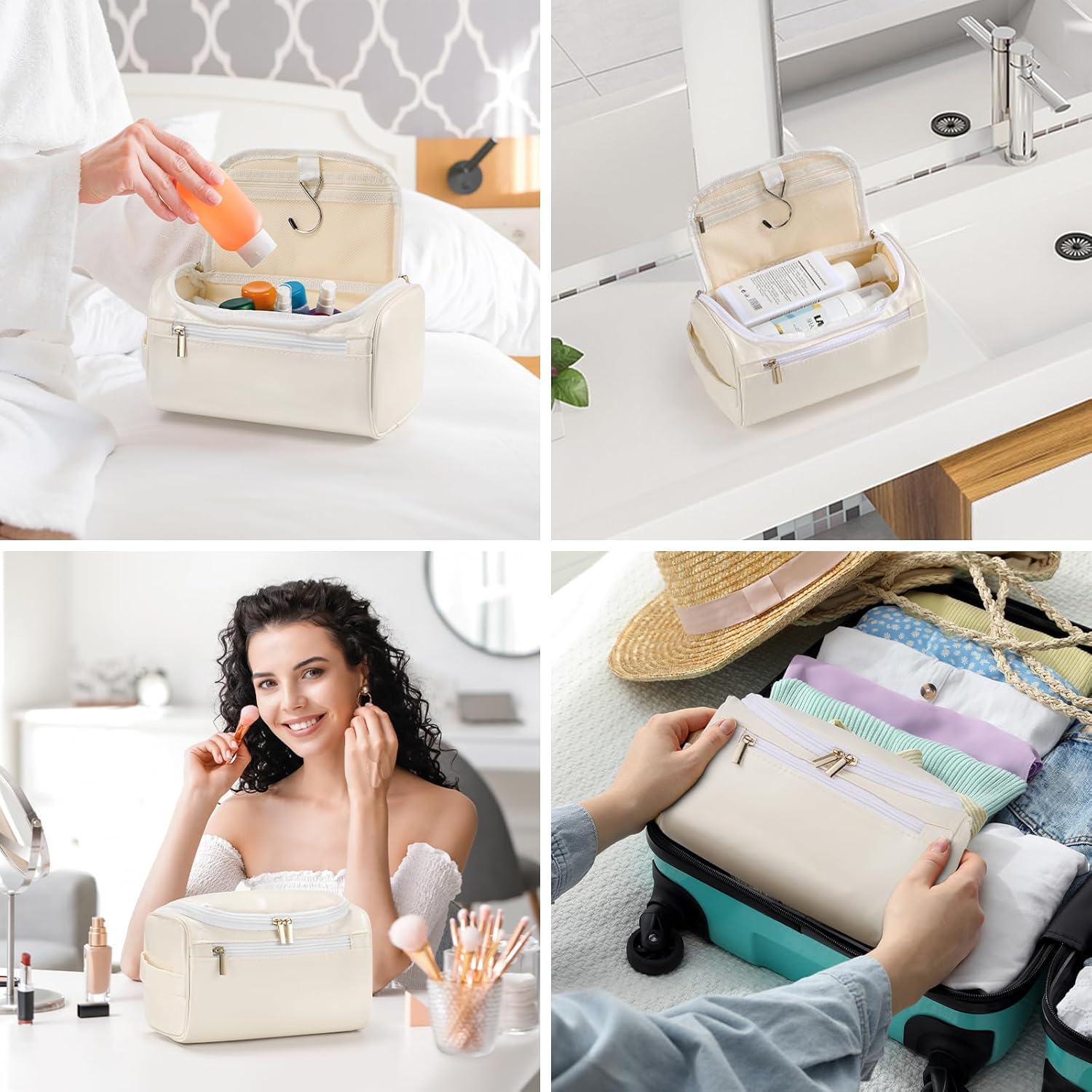 Etercycle Men'S Toiletry Bag for Hanging Toilet Bag Foldable Waterproof Travel Cosmetic Bag for Men and Women - Black image number 3