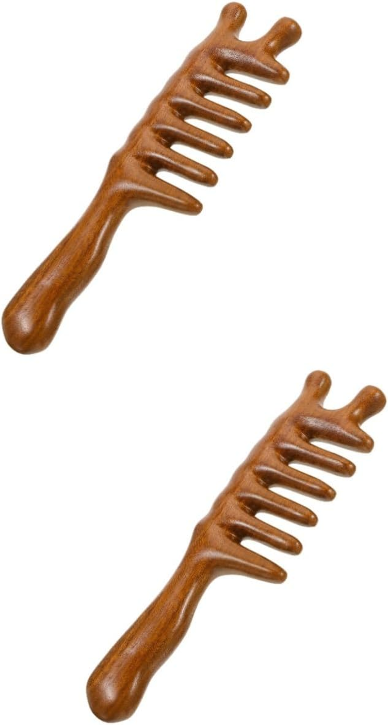 FRCOLOR Wooden Scalp Massage Comb Hair Scalp Massager Sandalwood Head Scratcher Wide Comb