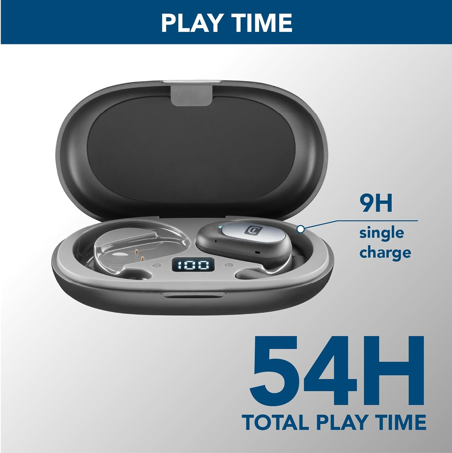 Cellularline - Open Ear Bluetooth Headset - 54 Hours Playtime - IPX5 Certified - Adjustable Headband - Black image number 4