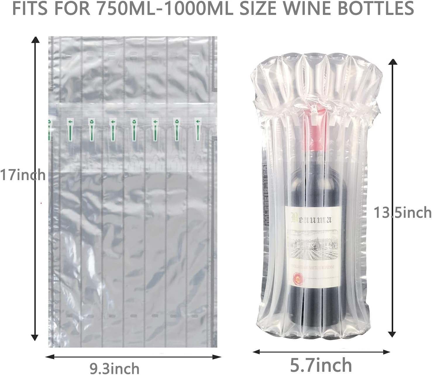 20 Pack Wine Bottle Protector Bags, Inflatable Air Column Cushion Bags with Pump for Safe Transportation image number 1