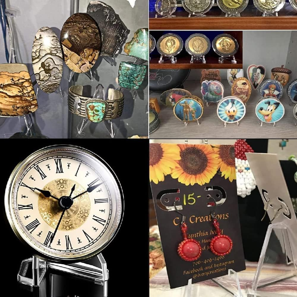 20 Pcs Mini Clear Acrylic Display Stands, 2.12 Inch Coin Display Easel Holder, Multifunctional for Coins, Medals, Cards, Business Cards image number 5