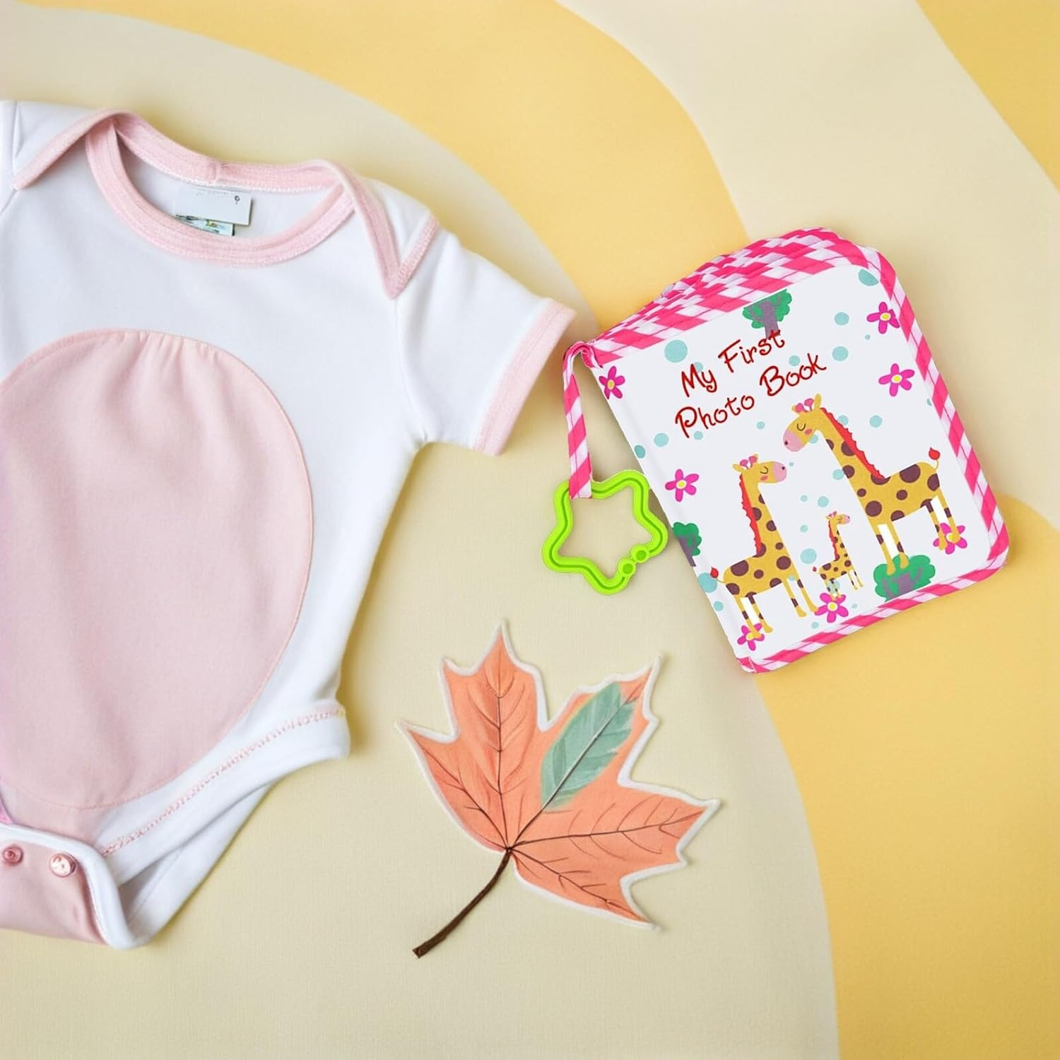 Yardwe Photo Album Soft Keepsake Book for First Year Memories Milestone Recording with Photo Pockets Boys Personalize with Stickers