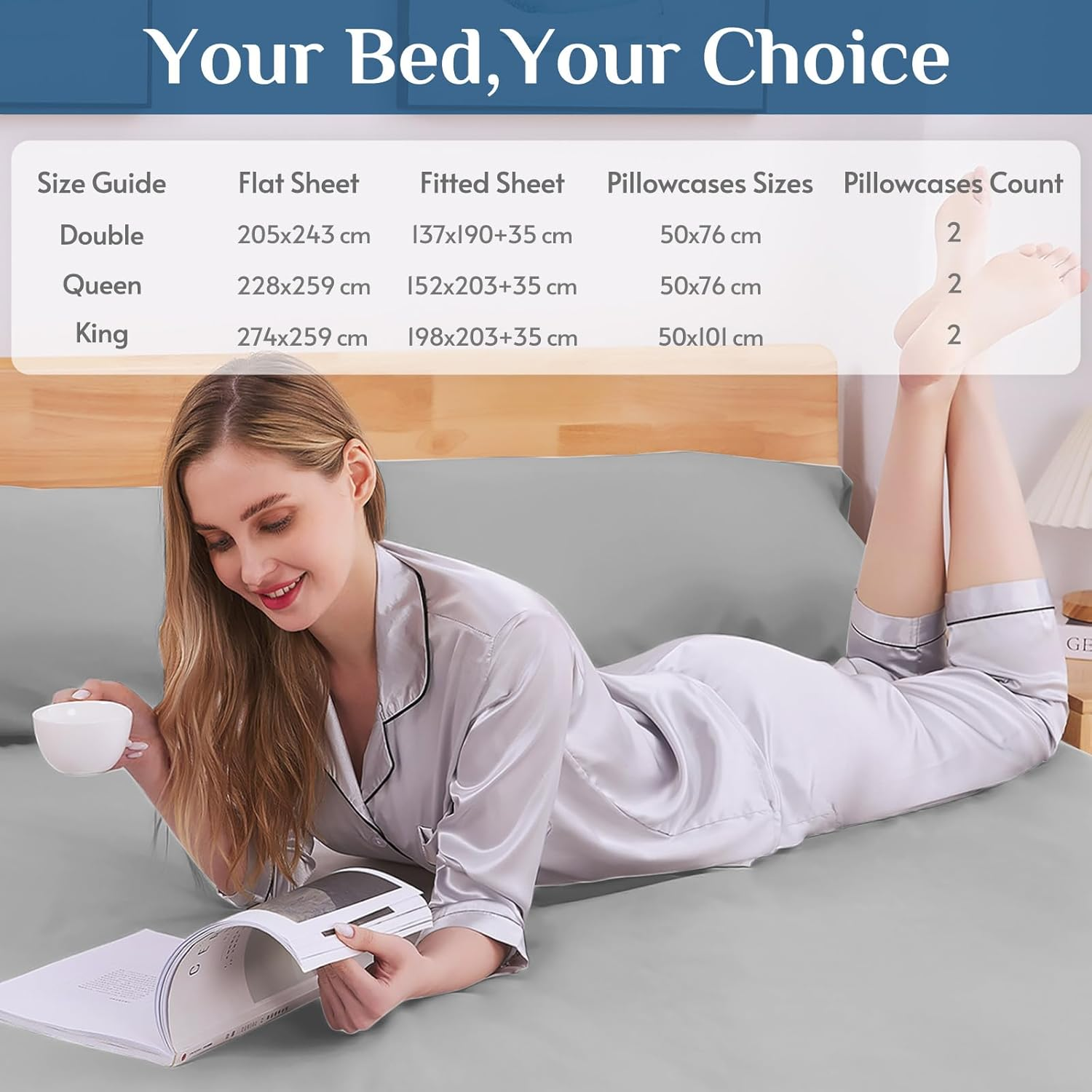 YUGYVOB King Size Bed Sheet Set, 4 Pieces Bed Sheets Set with Deep Pocket, Soft Breathable & Cooling - Resists Shrinkage & Fading Bedding - Easy Care（Light Grey） image number 2