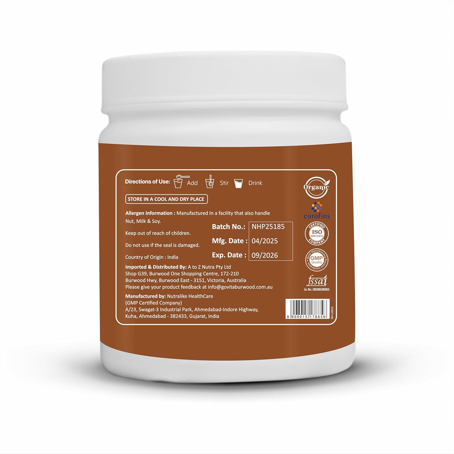 Nutrahike Organic Ashwagandha Root Powder 227G &ndash; Natural Stress Relief, Boosts Energy & Immunity, Supports Mental Clarity & Relaxation, Adaptogenic Superfood for Wellnes image number 6