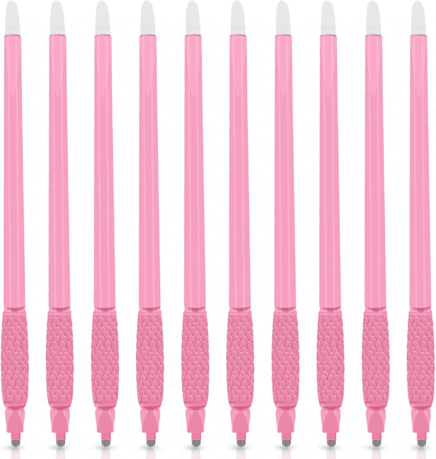 10 Pieces Disposable Eyebrow Pencil for Microblading - Manual Tattoo Tool with Nano Blade with Pigmented Sponge for Precise Eyebrow Modelling (10 Pieces, Pink, 18U, 0.15Mm #2)