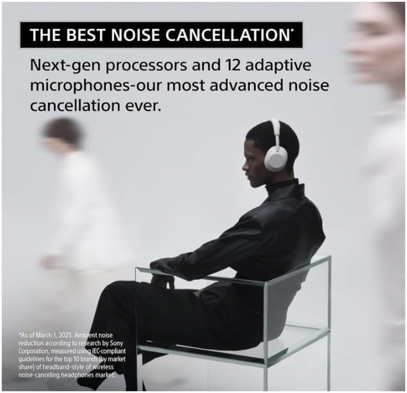 Sony WH-1000XM6 Flagship Noise Cancelling Wireless Over-Ear Headphones, Unique Hi-Res Sound, Superior Comfort, Foldable Design, Rugged Case, 30 HR, Ios and Android Battery - Black image number 4