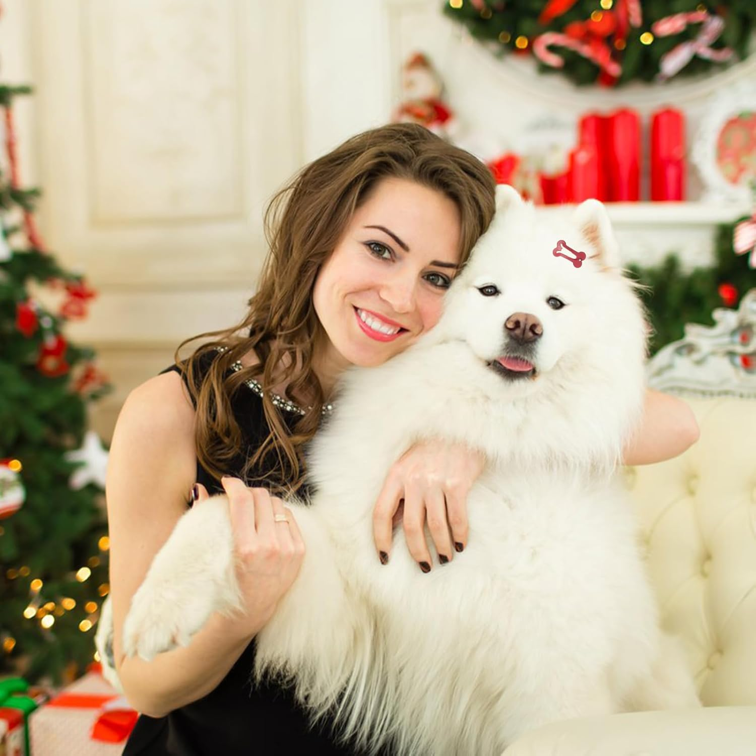 NICENEEDED 50 PCS Bone Shaped Hair Clips, 1" Small Barrettes Dog Hair Clip, Cat Puppy Mini Snap Hair Clip, Pet Grooming Bows Hair Decoration Accessories image number 3