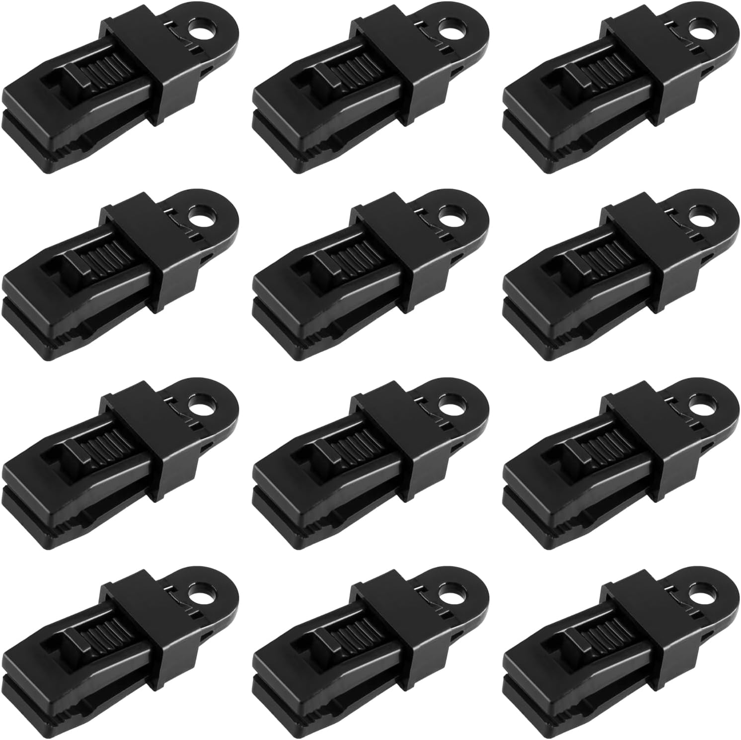 TRIWONDER 12Pcs Tarp Clips Crocodile Tent Awning Clamps Set Heavy Duty Lock Grip Instant Clip for Camping Canopy Tarps Caravan (Black - 12 Pcs) image number 4