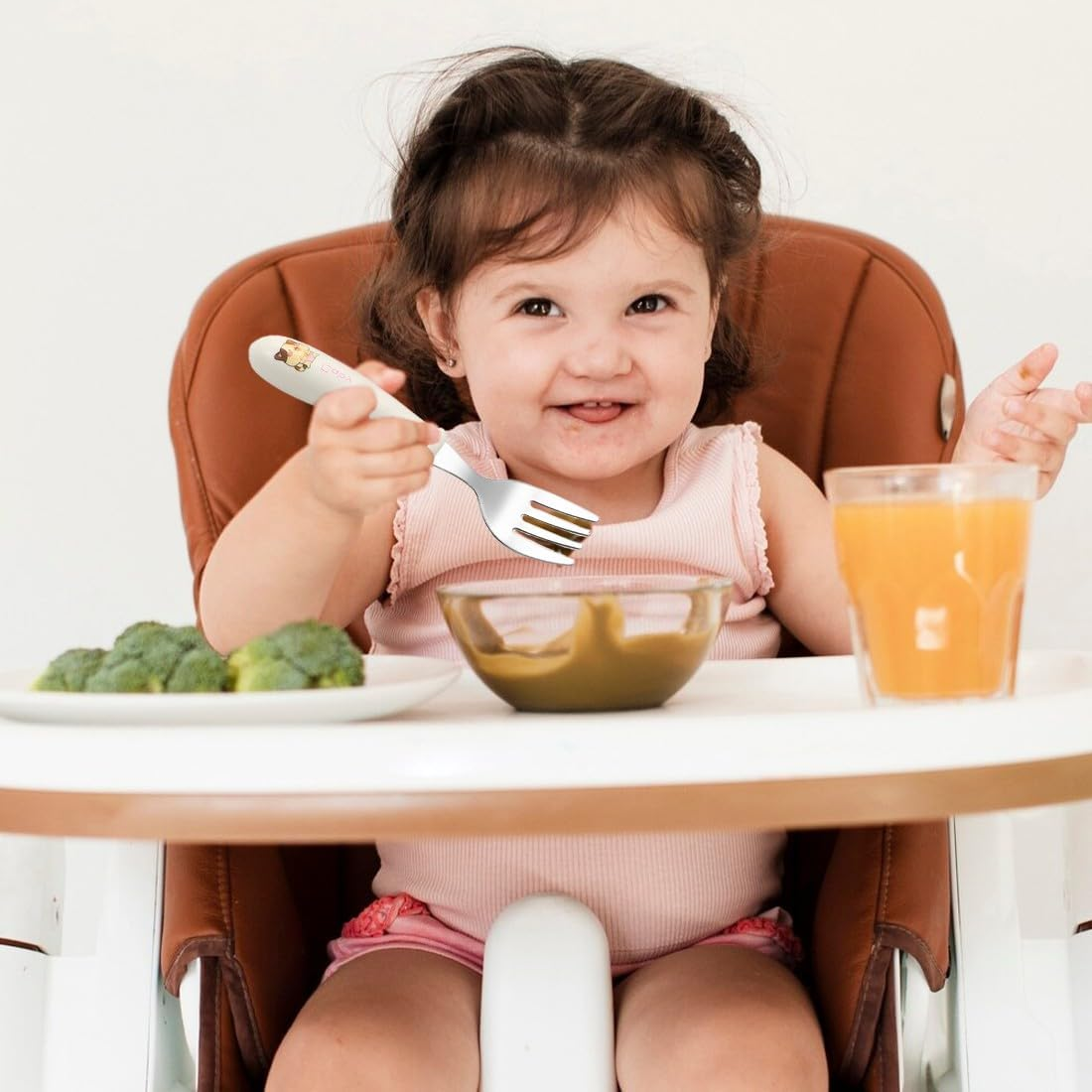 3 Set of Cutlery Set for Baby, Children'S Cutlery, Baby Learning, Baby Toddler Utensils Stainless Steel Silicone Fork for Baby Toddler image number 5