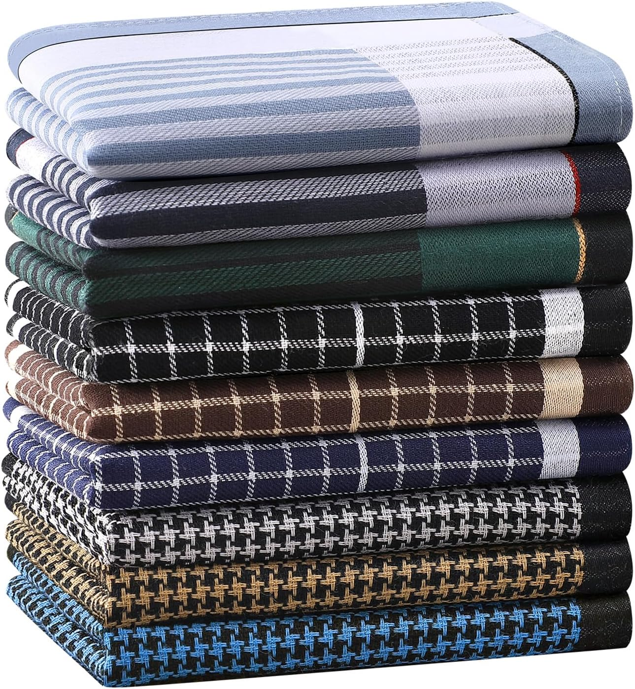 PACGOTH Handkerchiefs for Men, Soft Cotton Men&rsquo;S Handkerchiefs, Assorted Striped Hankies for Men,17X17 6/9 PCS