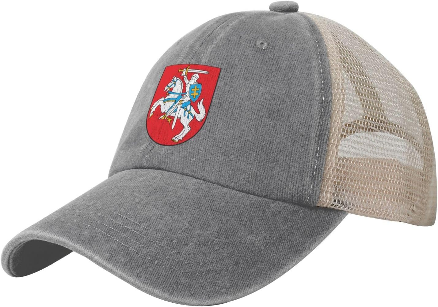 National Emblem of Lithuania Cowboy Mesh Baseball Cap for Lithuanian Man Woman Outdoor Adjustable Denim Hat