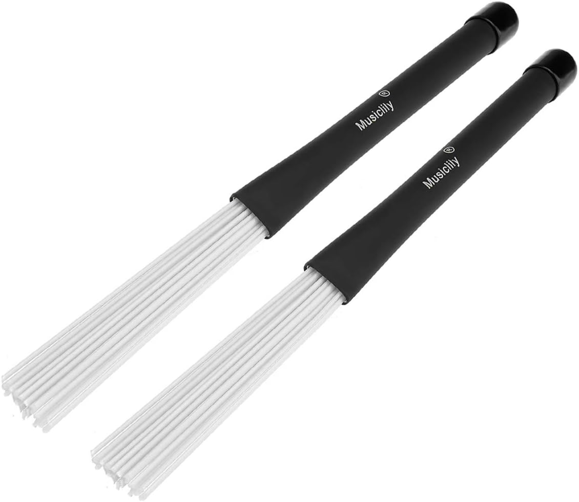Musiclily Retractable Jazz Drum Brushes Telescopic Percussion Professional Brushes Drumsticks Sticks