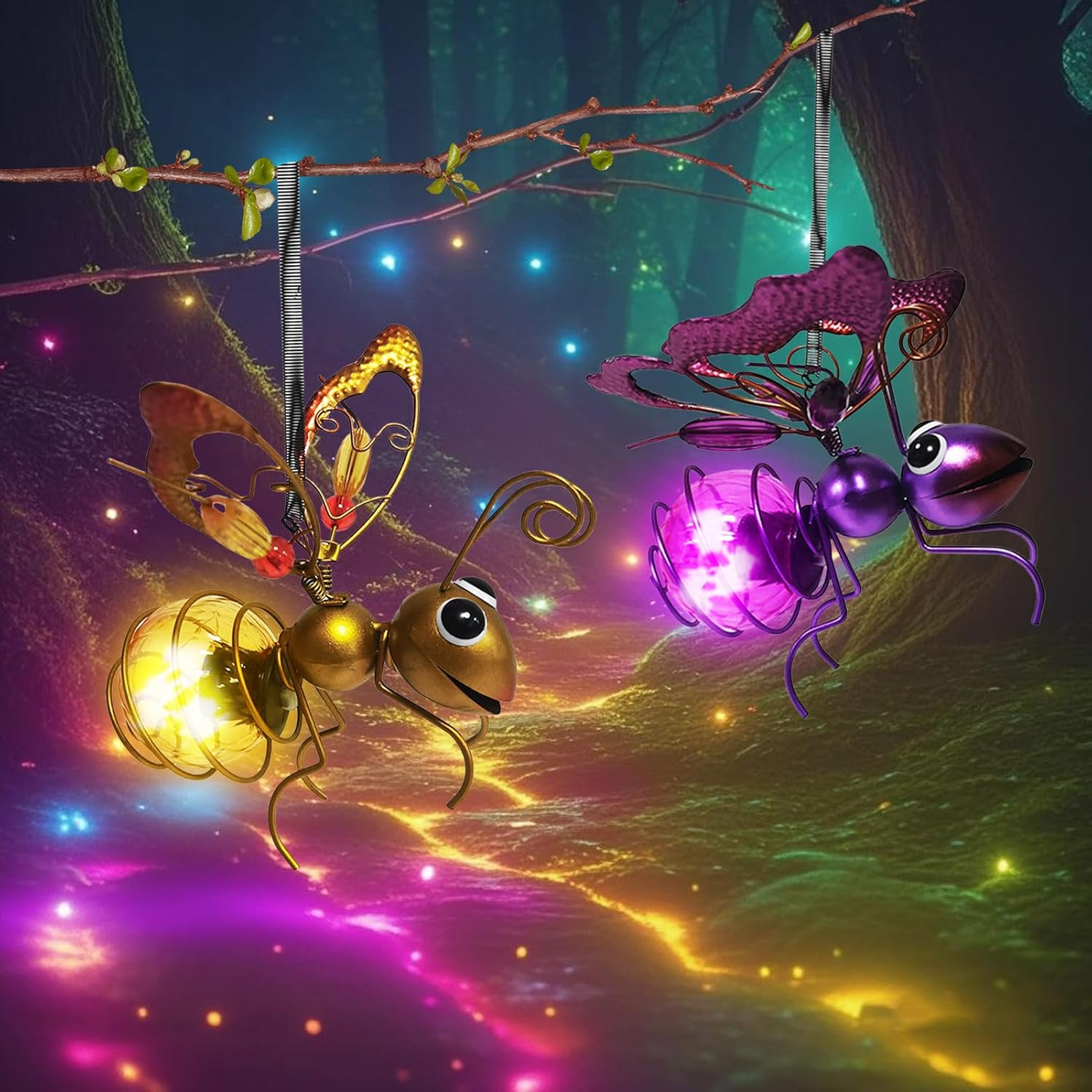 Lets Joy Garden Decoration Fairy Lights, Solar Powered Garden Decoration Bee, Solar Lights Outdoor Garden, Solar Lights for Outdoors, Fairytale Garden Light, Hanging Patio Garden Craft Decoration - Dragonfly image number 3