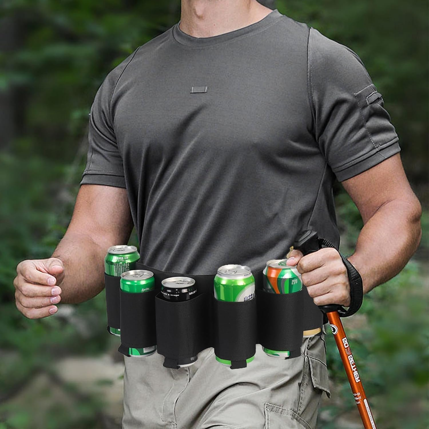 2Pcs 6 Cans Beer Belt Portable Drinker Beer Soda Can Belts,Portable Beer Holder Belt Holds 6 Cans,Portable 6 Cans Drink Soda Can Waist Belt Holder,6 Cans Beer Soda Can Holster Belt Beer Waist Pack image number 1