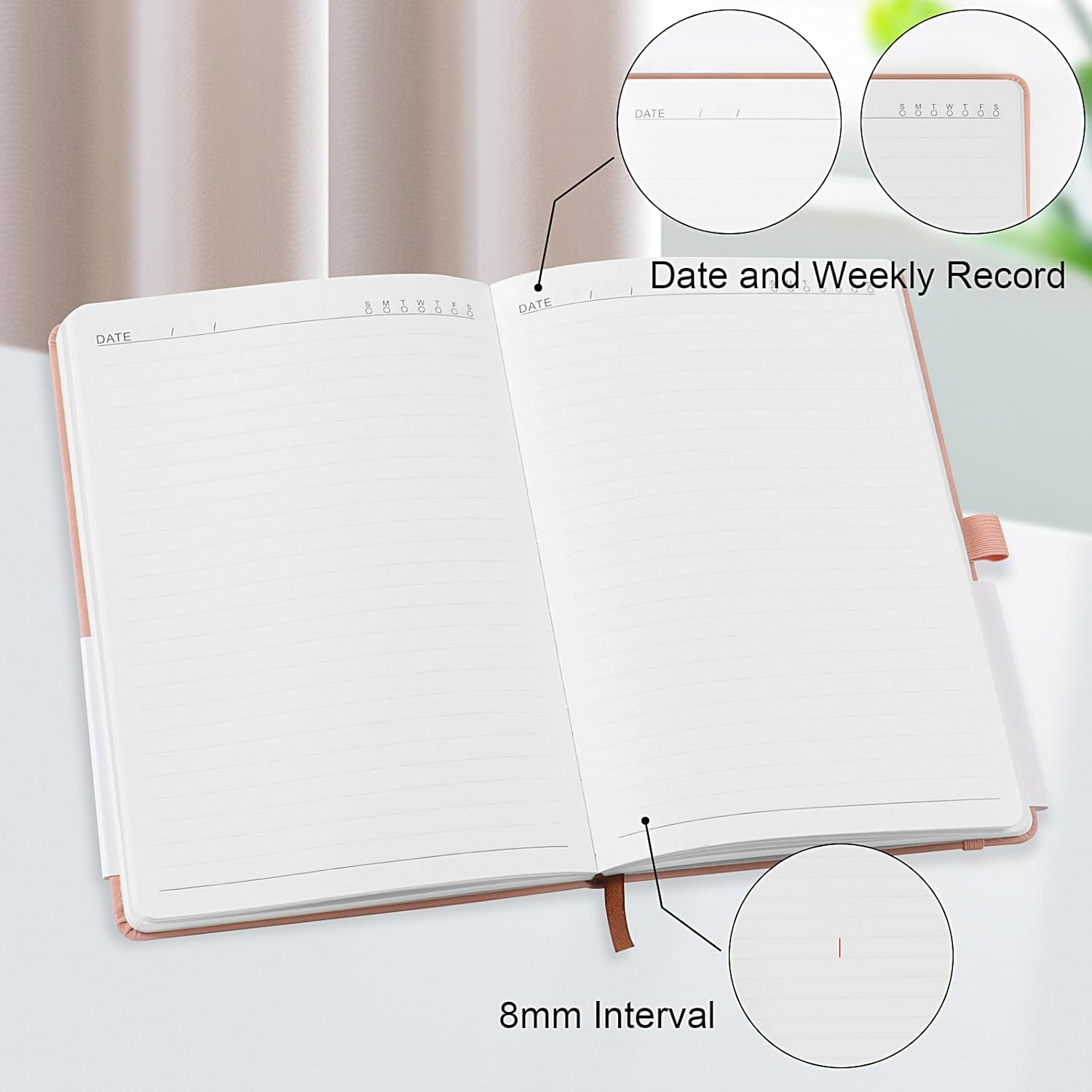 A5 Journal Notebook for Men and Women, Lined Hardcover Notebook with Elastic Closure for Diary Writing, Work and Note Taking, Journal(Green)