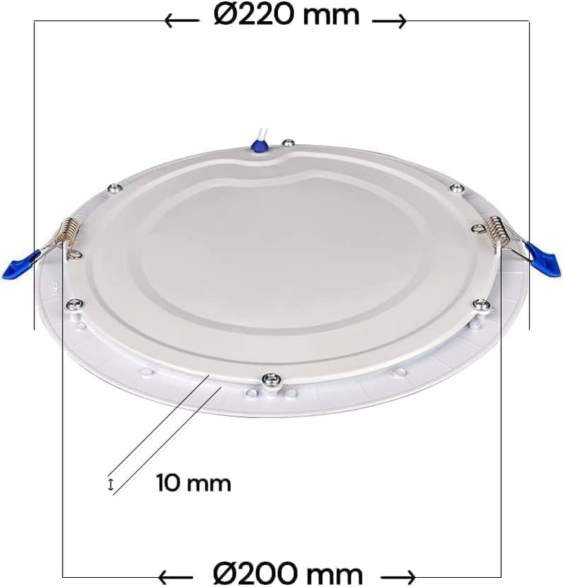 LEDUNI &reg; Downlight round LED Panel 20W Circular 2000LM Cold White 6000K Angle 120 IP40 OPAL Aluminium 225 X 12Hmm Cutting Dimension 205Mm image number 3