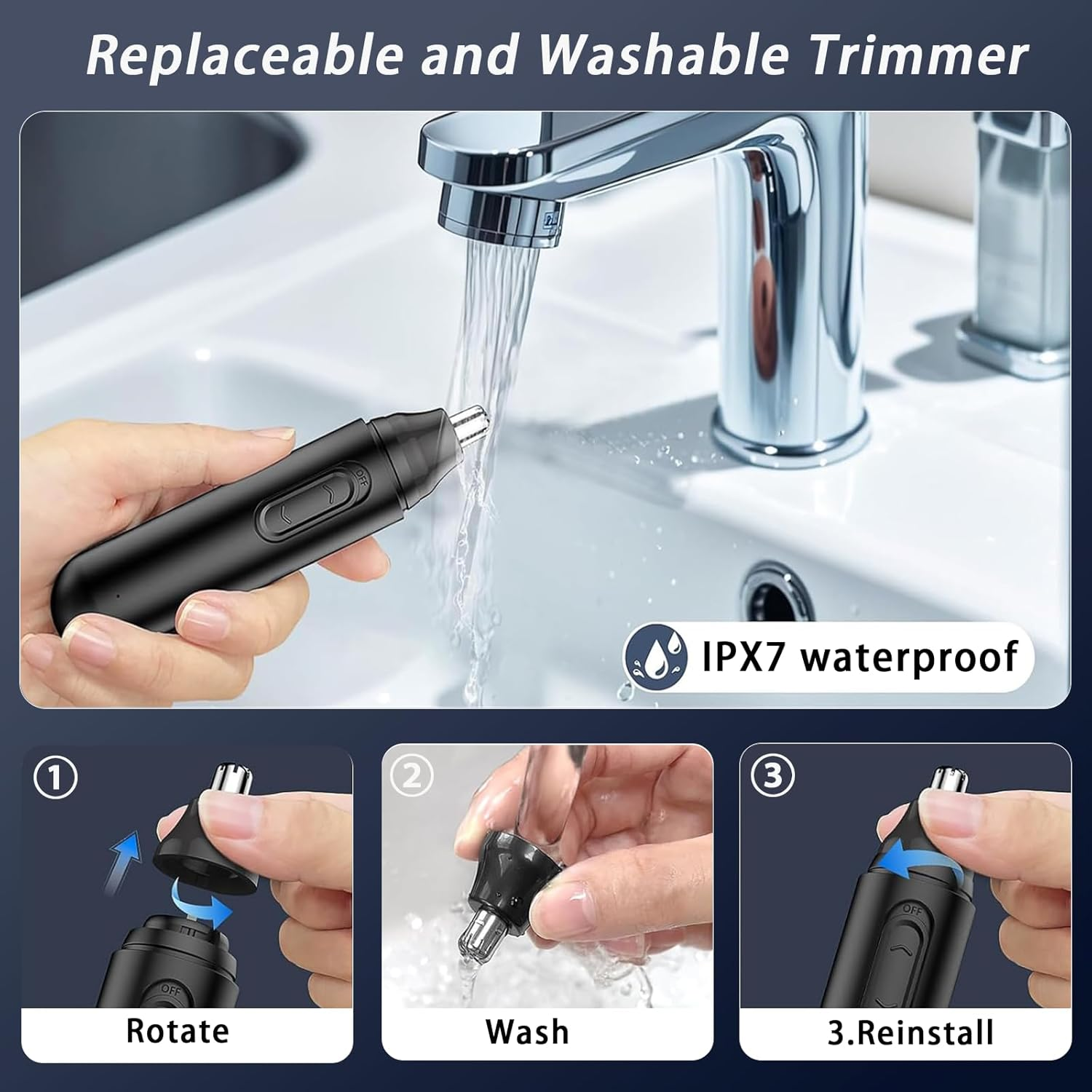 Nose Hair Trimmer for Men, Ear Hair Trimmer, Rechargeable Type-C, Ipx7 Waterproof, Ideal for Trimming Nose Hair, Ear Hair, and Eyebrows, Suitable for Both Men and Women image number 1