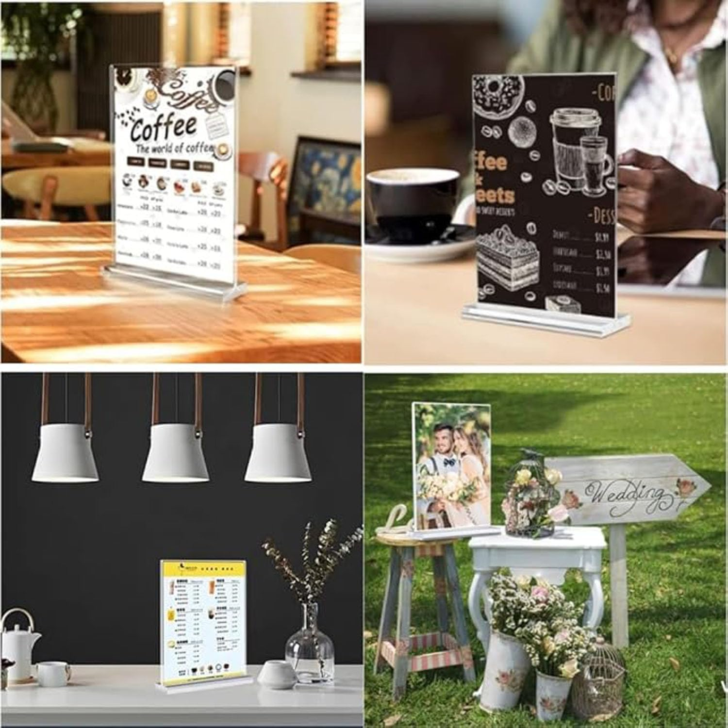 5Pack Acrylic Sign Holder,5.9 X8.2Inch Clear Display Sign Stand,Vertical Double-Sided Display for Store Sign Holders, Vertical Double Acrylic Stands, Vendor Booth Display Items(15Cm W X 21Cm H)