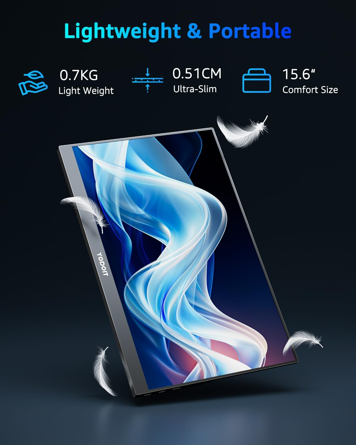 Yodoit Portable Monitor 15.6" 144Hz FHD 1920X1080P IPS | USB-C & HDMI Connectivity, Built-In Speakers, Smart Cover for Laptop, PC, Mac, PS3/4/5, Xbox image number 3