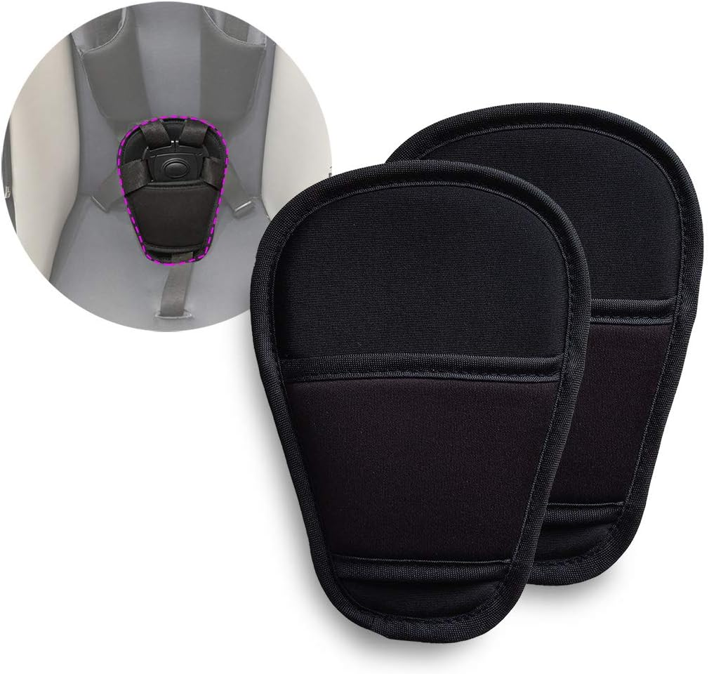 Seedfuture Baby Stroller Seatbelt Crotch Cushion Black 2 Piece, Universal Pram Belt Pads for Newborns Infants Kids, Pushchair Seat Belt Crotch Covers - 3P image number 4