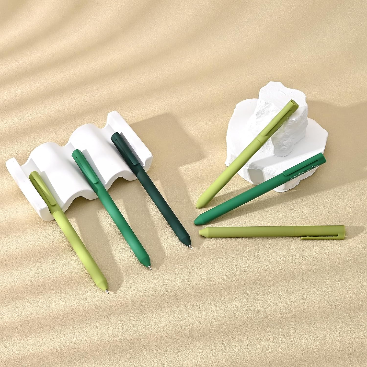 BAYTORY 8Pcs Colored Gel Pens, 0.5Mm Fine Point Multicolored Ink Pen，Colorful Pens Smooth Writing for Note Taking and Marking Supplies (Green) image number 5