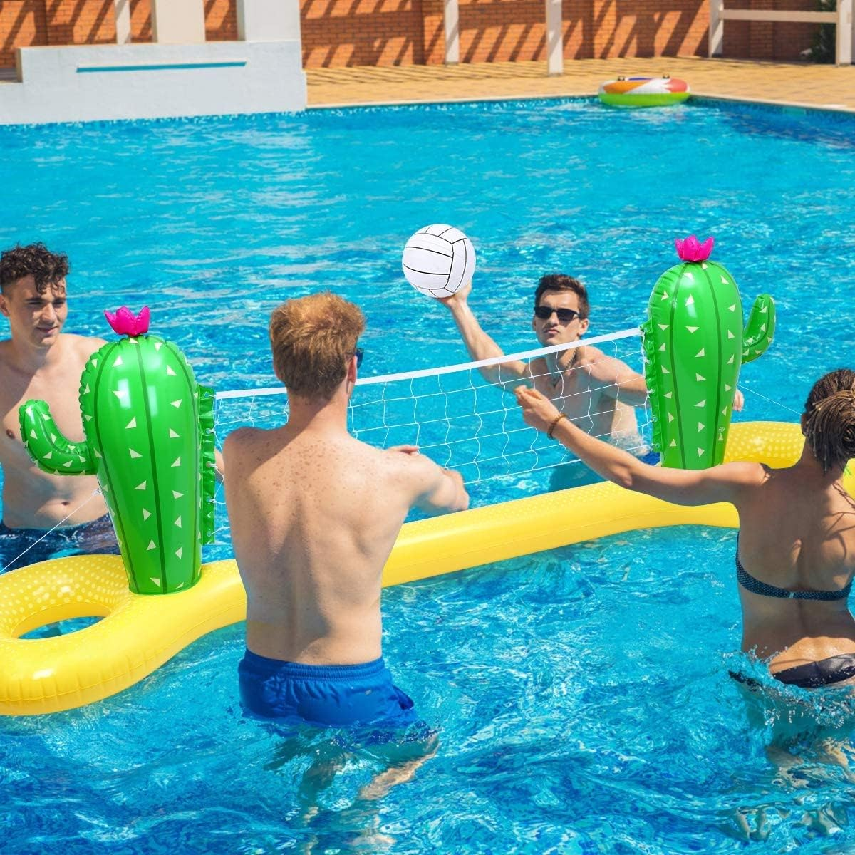 PVC Inflatable Volleyball Game Set Floating Hoop Game Cactus Floating Water Summer Fun Float Game Set Swimming Pool Summer Party300*70 * 100Cm image number 2