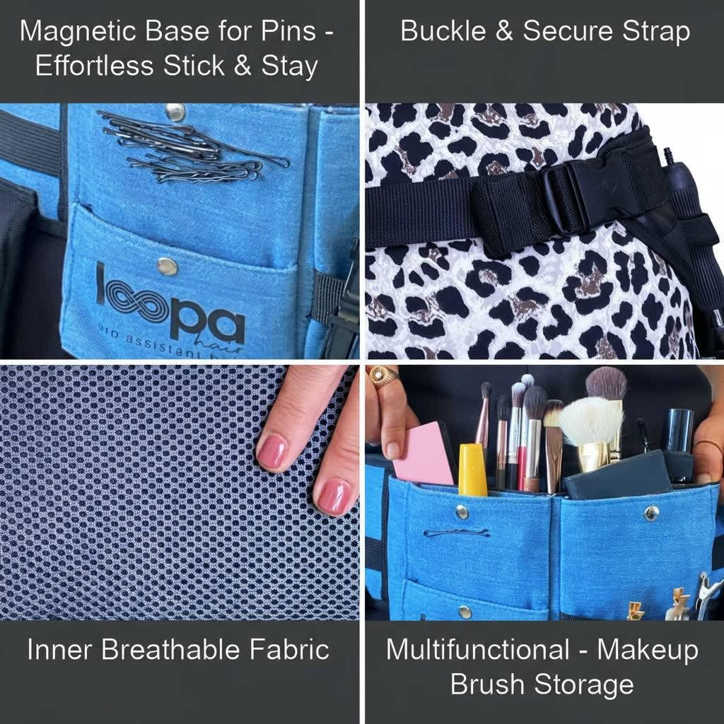 Mobile Hair Stylist & Hairdresser Tool Belt: Organized Storage & Quick Access with Thermal Pocket for Curling Irons, Hair Dryers, & Hairspray &ndash; Perfect for On-The-Go Stylists image number 4