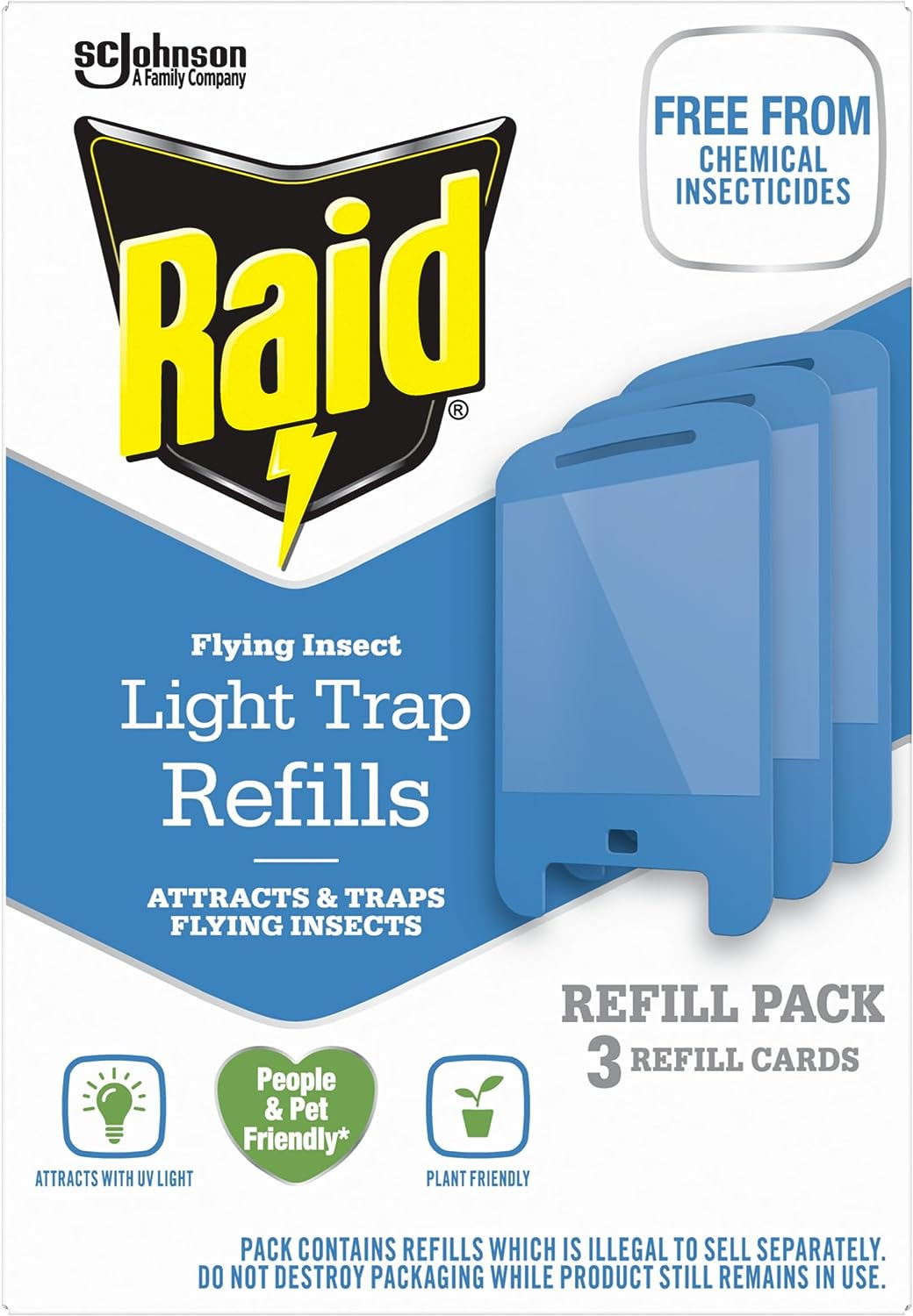 Raid Light Trap Refill Pack, 3 Refill Cards, Chemical Insectide Free and Pet Friendly image number 4