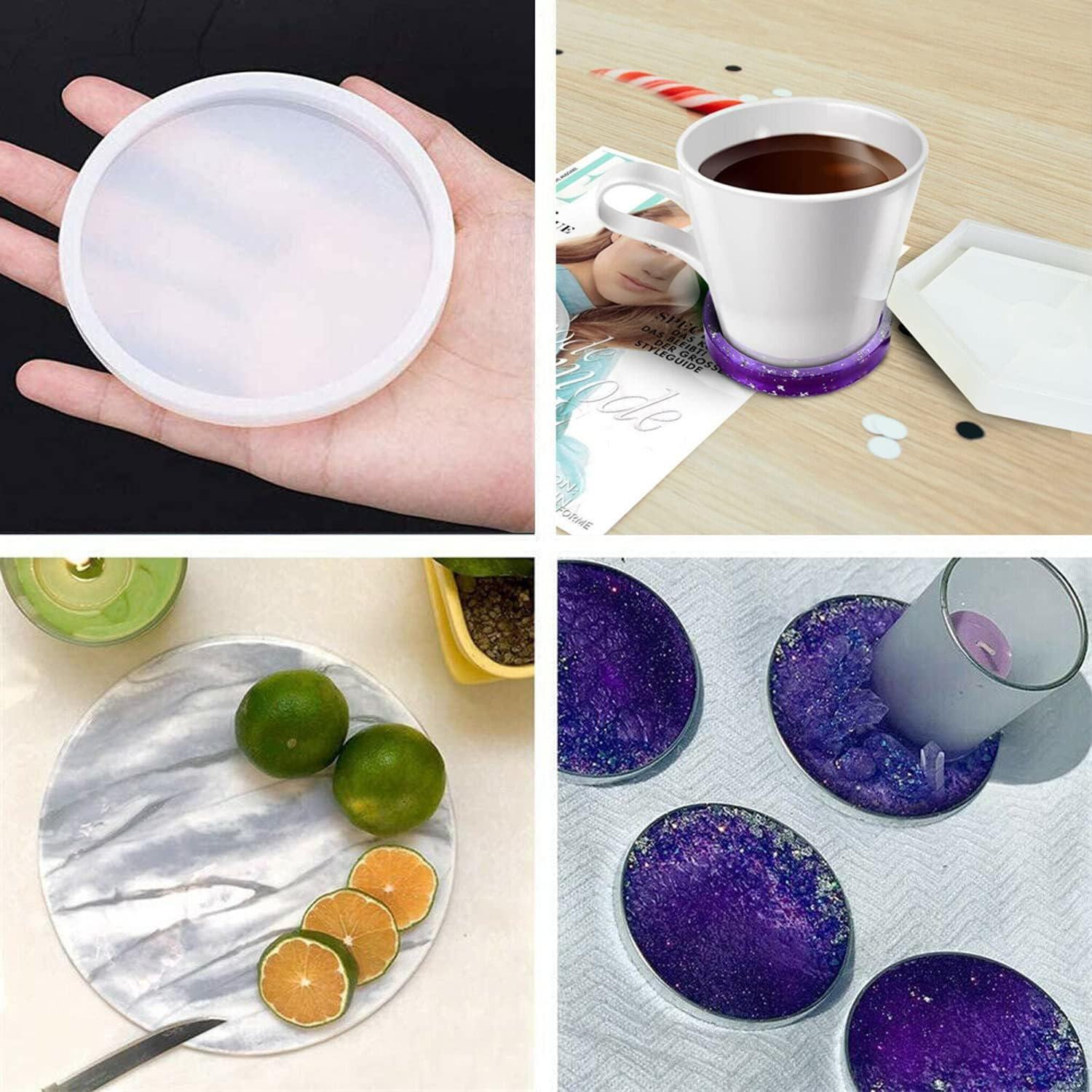 Round Coaster Resin Casting Mould Epoxy Mold Silicone DIY Tool Jewelry Agate Making Craft (8Cm) image number 6