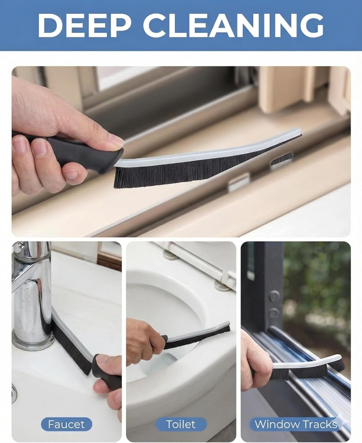 IMTKOOCO 6Pcs Crevice Cleaning Brushes Scrub Brush Tool for Hard to Reach Tight Spaces - Essential Cleaning Supplies for Shower Bathroom Kitchen Household and Cleaning Tools Cleaning Supplies