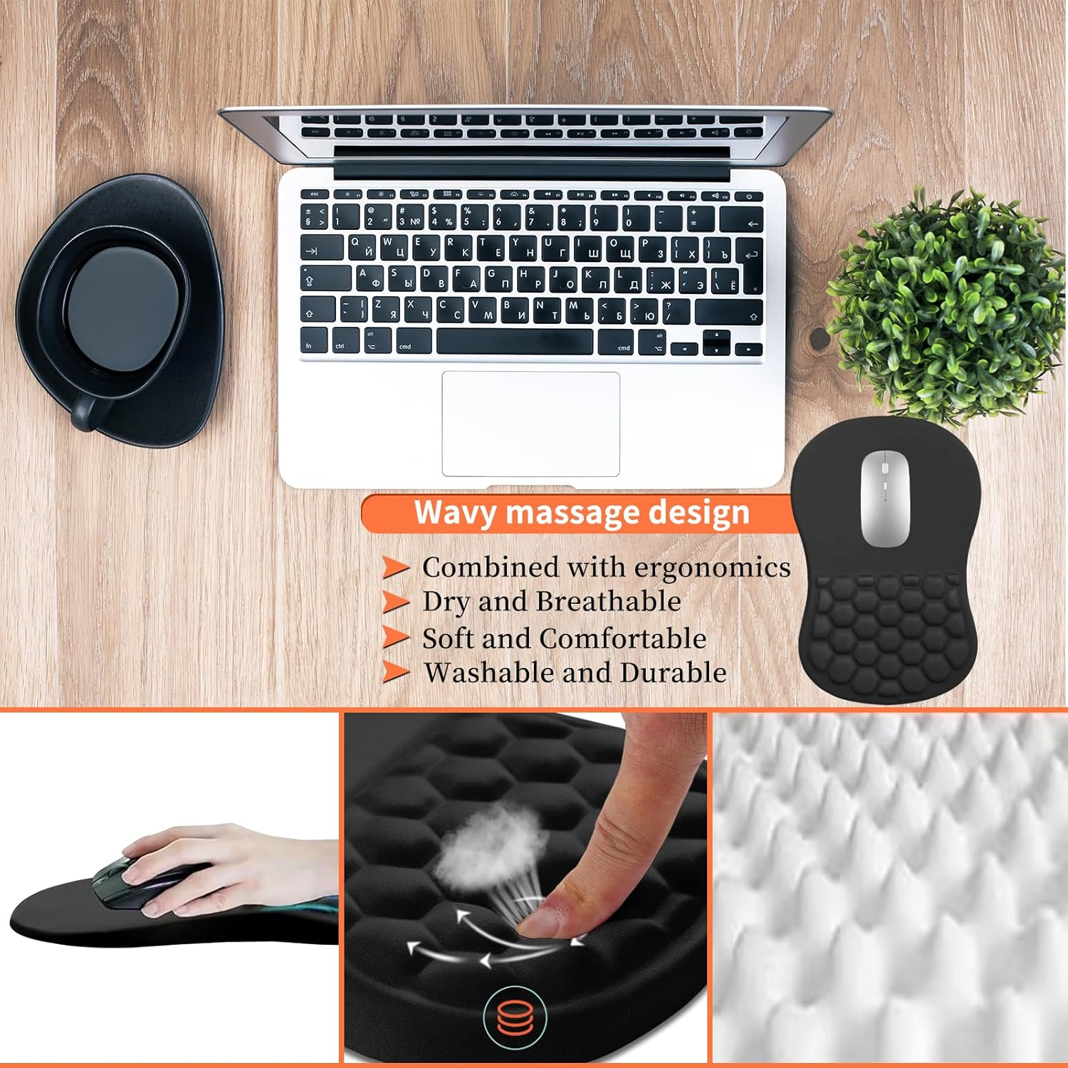TEKXDD Mouse Pad with Wrist Suport &ndash; Ergonomic Mouse Pad Wrist Rest, Pain Relief Gaming Mousepad with Memory Foam, Mouse Mat for Wireless Mouse and Desk image number 5