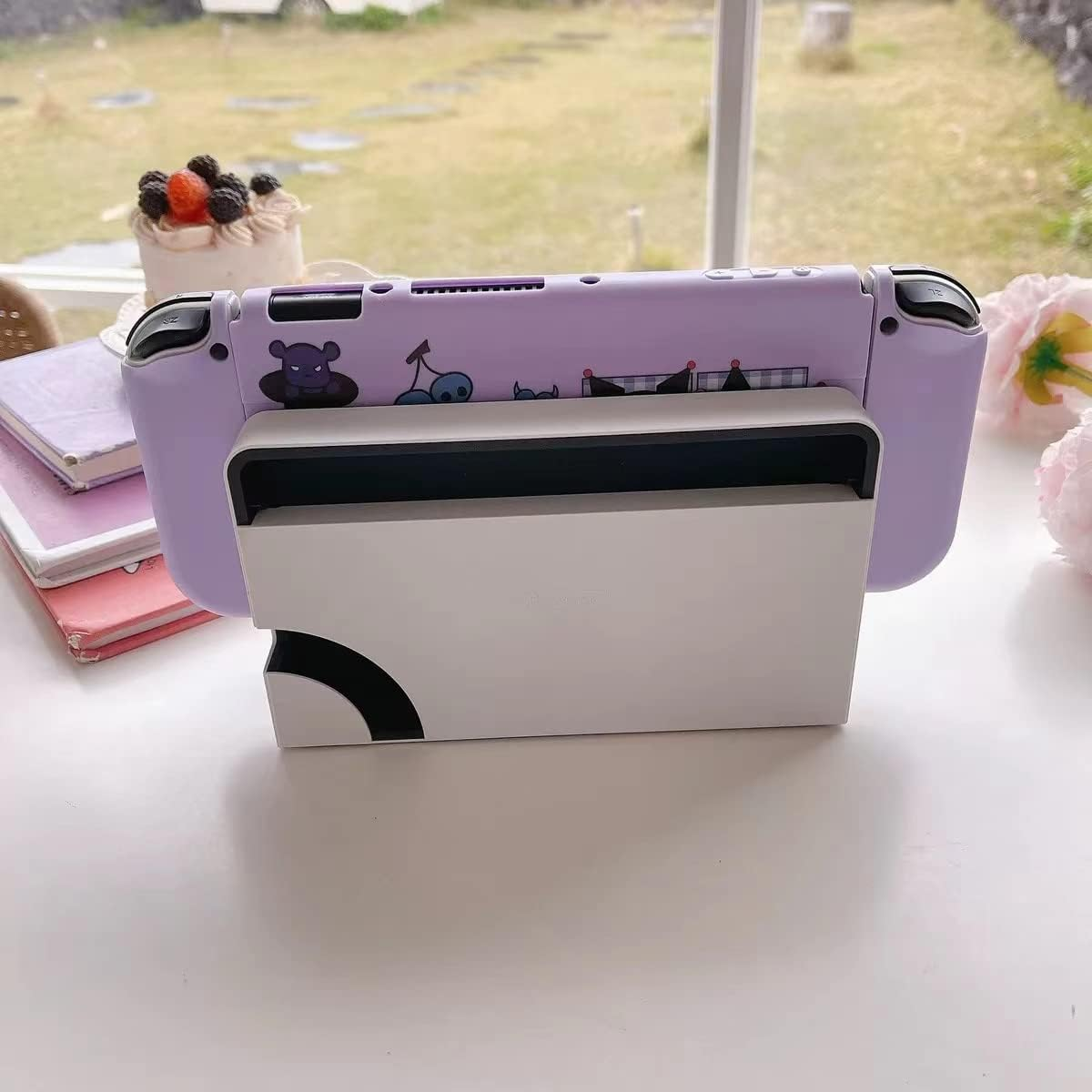 Cute Kuromi Case Compatible with Nintendo Switch OLED, Dockable Case Cover, Ergonomic Soft TPU Grip Case for Joycon, Sparkle Skin Set image number 2