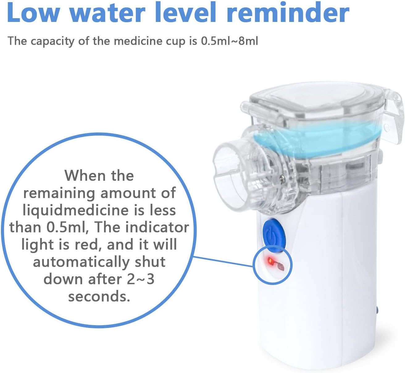 Portable Nebulizer, Cool Mist Ultrasonic Mesh Nebulizer Machine, USB Rechargeable Handheld Mesh Nebulizer Personal Steam Inhaler for Adults and Kids, Travel and Household Use image number 2