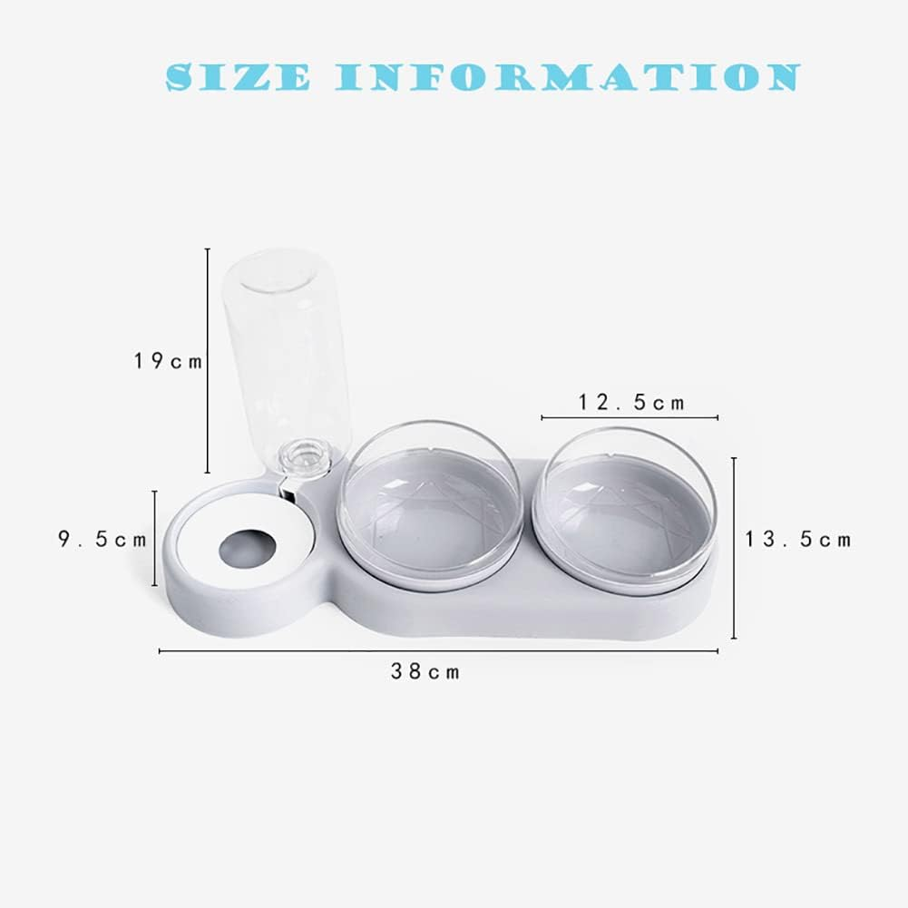 Raised Cat Bowls, 15&deg; Tilted Cat Puppy Food and Water Bowl Set with Automatic Water Dispenser Bottle Cat Dish for Cat Small Medium Dogs/61