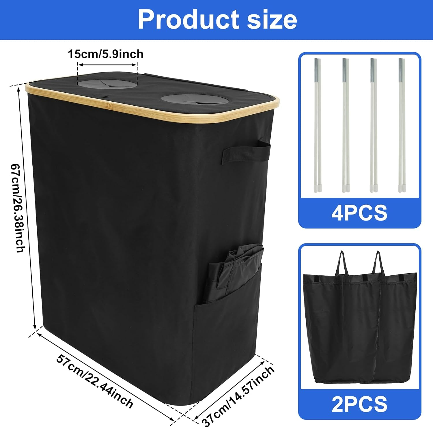 Kitchen Recycling Bin 140L Bottle Recycling Bin with Lid Large Capacity Kitchen Recycling Trash Can Foldable Recycling Bin Storage with Removable Inner Bag for Kitchens Indoor image number 2