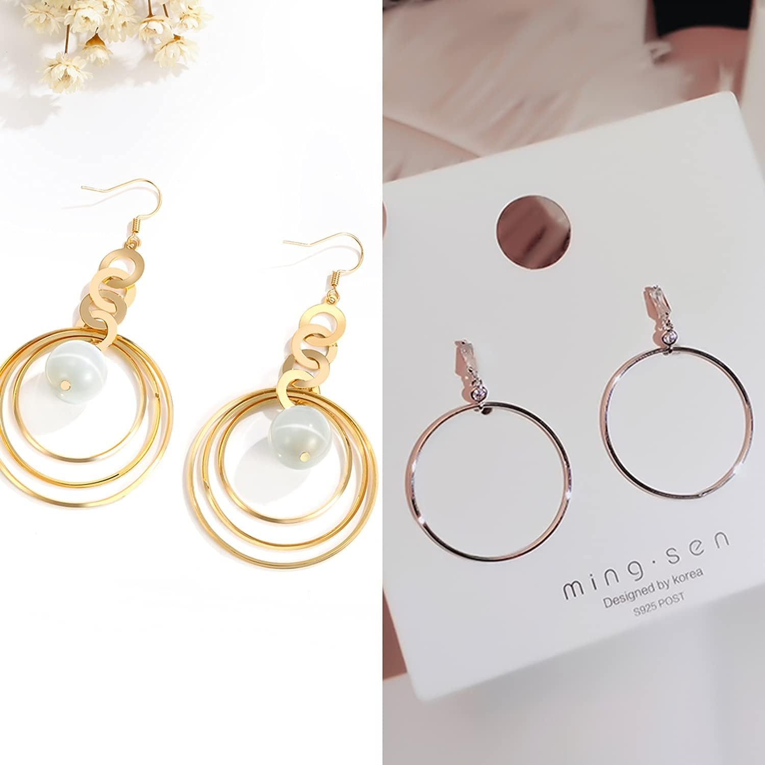 Funcyboo Beading Hoop Earrings Finding round Earring Hoop Open Bezel Pendant Frame for Jewelry Making Earring Bulk DIY Crafts 60PCS 30Mm 35Mm 40Mm