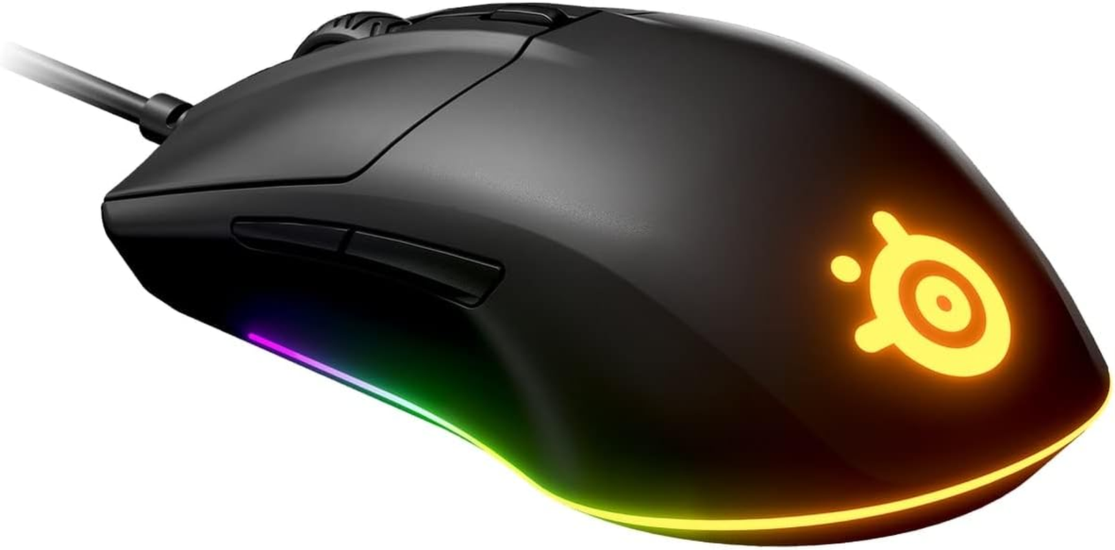 Steelseries Rival 3 Wireless 6-Button 96-106G Gaming Mouse, Prism 1-Zone RGB Illumination, 18,000 CPI Truemove Air Optical Sensor, 2.4Ghz USB or Bluetooth Connection, 100 up to 400 Hours (AA Battery)