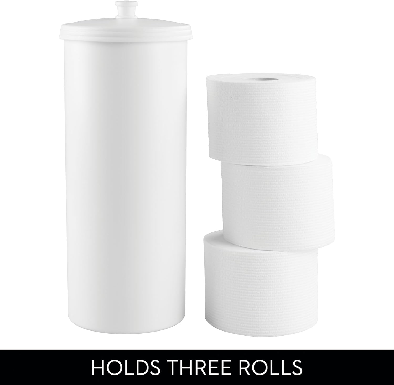 Interdesign Kent Free Standing Toilet Paper Roll Holder for Bathroom Storage - White image number 4