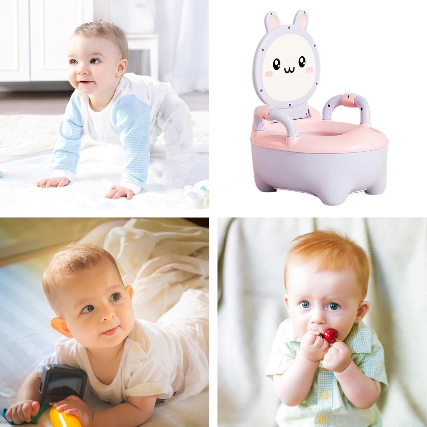 Potty Training Toilet - Duck, Rabbit Travel Potty Seat - Travel Potty Handles - Non-Skid Bottom Toilet Seat for Boys and Girls - Back Support Training Seat for Ages 6-60 Months image number 5