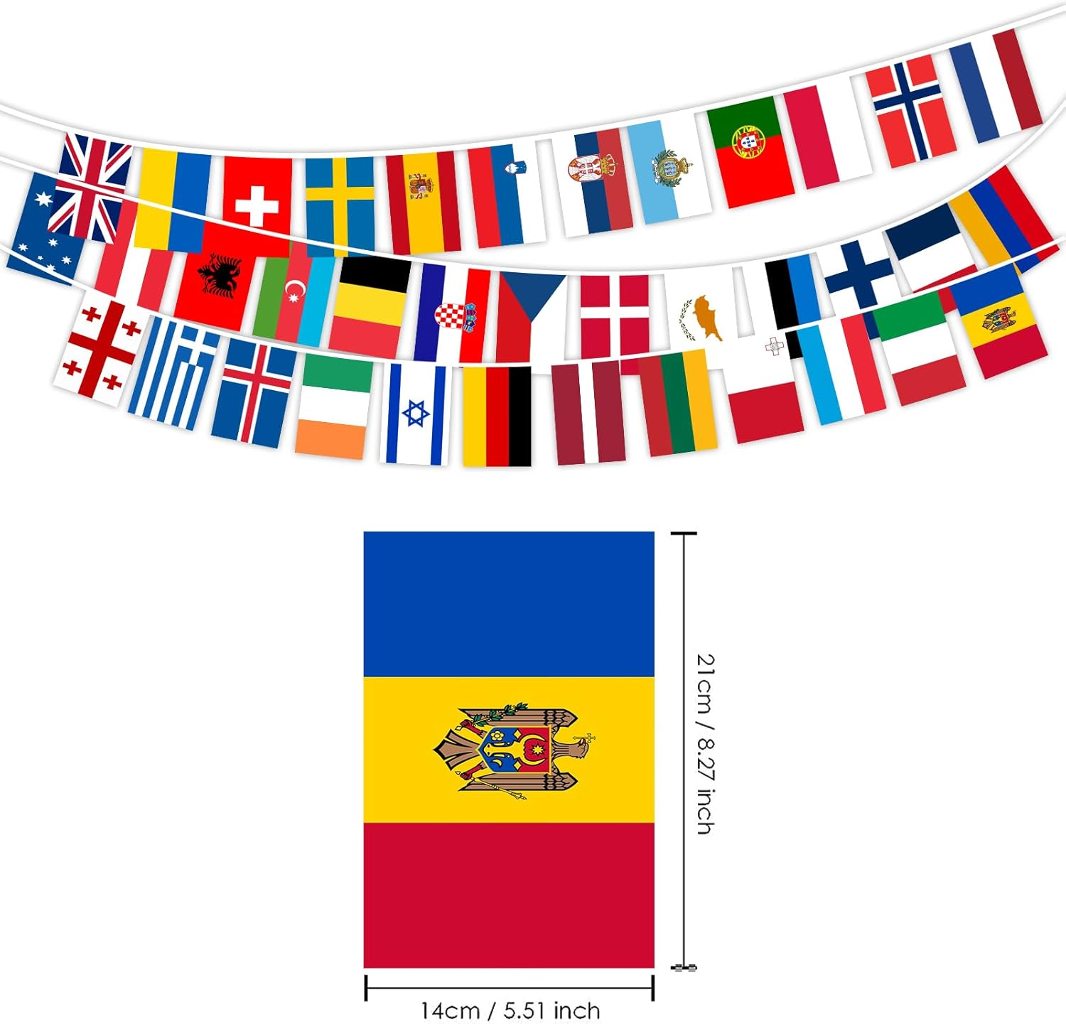 Eurovision Party Decorations Bunting Banner - 10M Eurovision 2025 37 European Flags Bunting 2025 Eurovision Song Contest Decorations for Indoor Outdoor Garden Bar Restaurant,Eurovision Party Supplies image number 4