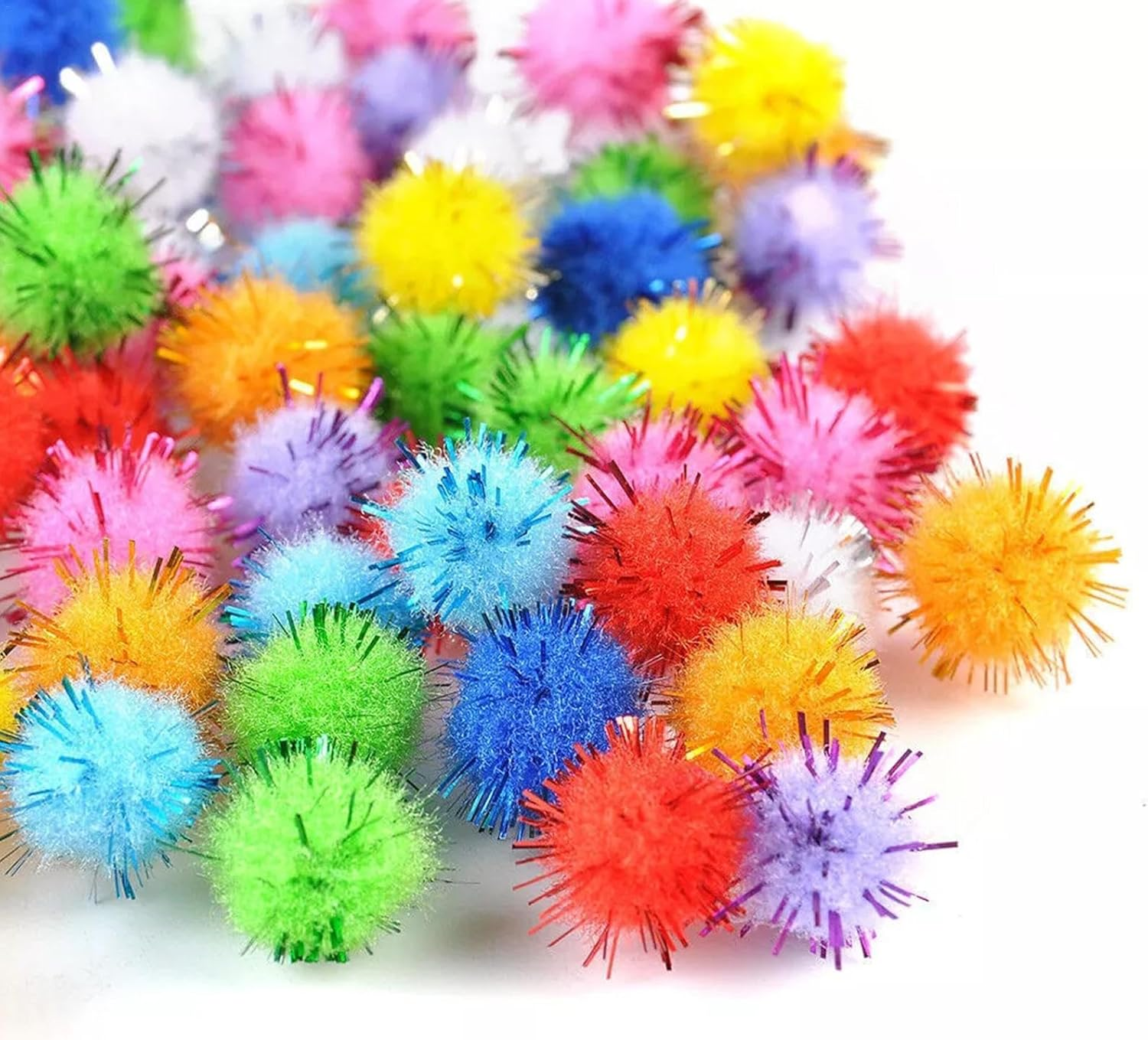 Nybhyjka Glitter Poms for Crafts | Glitter Colorful Poms Cat Toys,100X Craft Supplies Interactive Toys, Decorative Material Arts & Crafts for Handmade Art Decorations image number 6