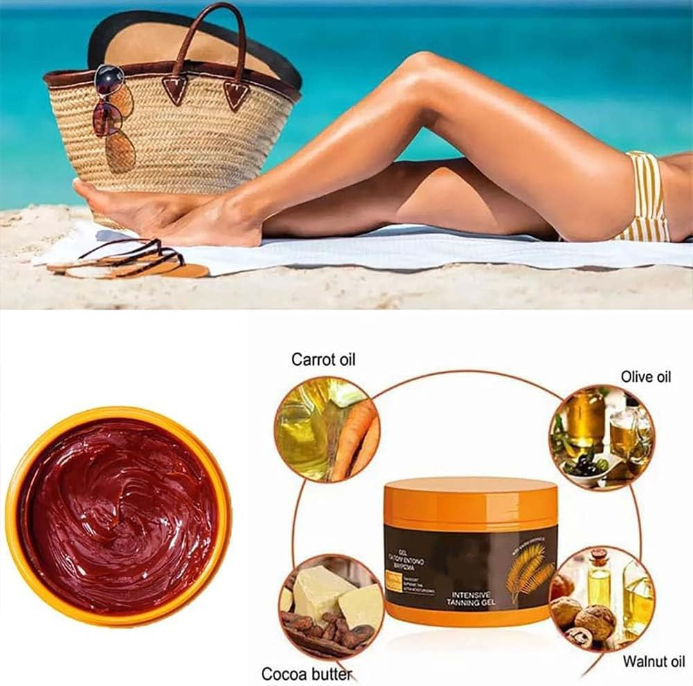 Luxury Intensive Tanning Gel,Natural Tanning Accelerator Cream Gel,Accelerator Cream Brown Tanning Gel, Dark Brown Tanning Gel for Sunbeds & Outdoor Sun (1Pcs) image number 2