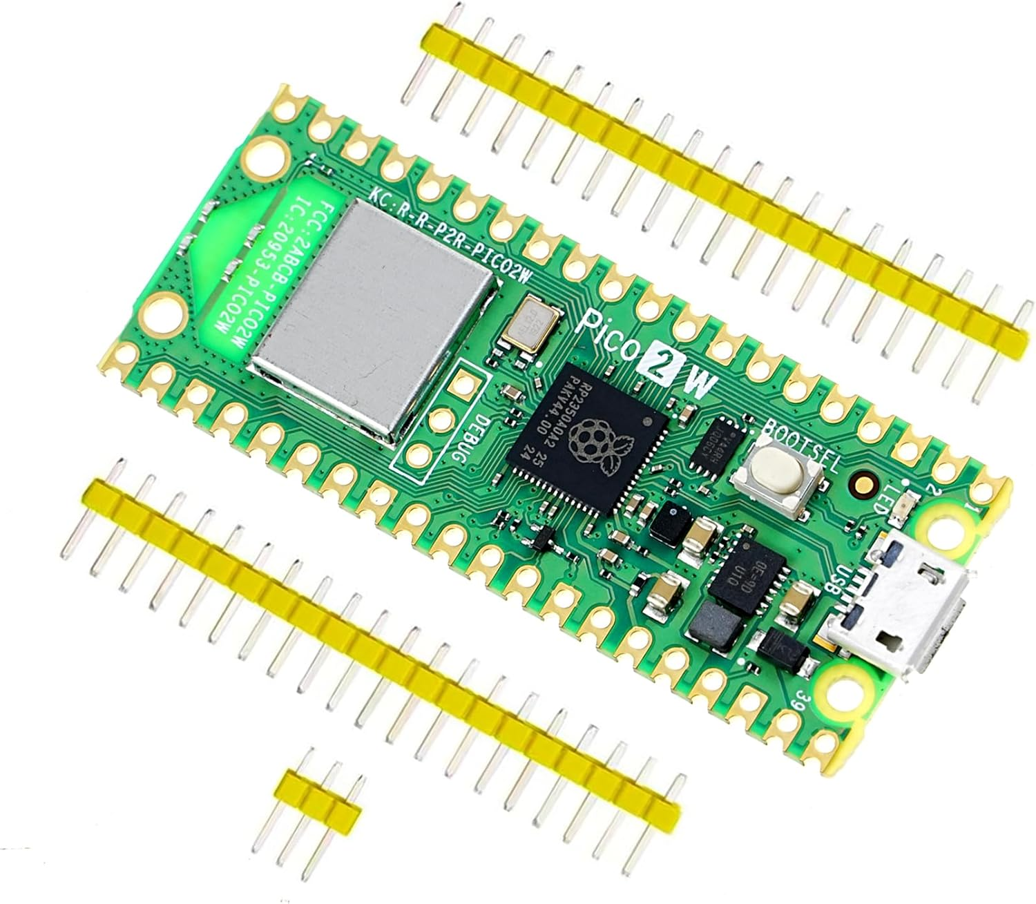 DIGISHUO DIGISHUO Raspberry Pi Pico and Pico 2W Microcontroller Board with Flexible Digital Interfaces, Based on RP2040 Chip, Dual-Core ARM Cortex M0+ Processor Running up to (Raspberry Pi Pico 2W)